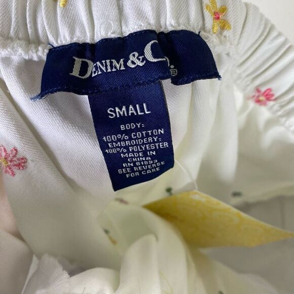 Denim & Co. White Denim Floral Embroidered High Rise Jeans Size M - Picture 4 of 7